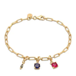 Elli "Glieder-Armband | Turmalin (Grün) & Saphir (Blau) & Rubin (Rot)< Armbänder|Vergoldet