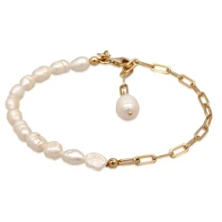 Elli "Glieder-Armband Barock | Süßwasserzuchtperlen< Vergoldet|Perlen