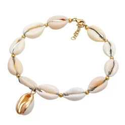 Elli "Glieder-Fußkettchen Muschel< Fußschmuck|Vergoldet