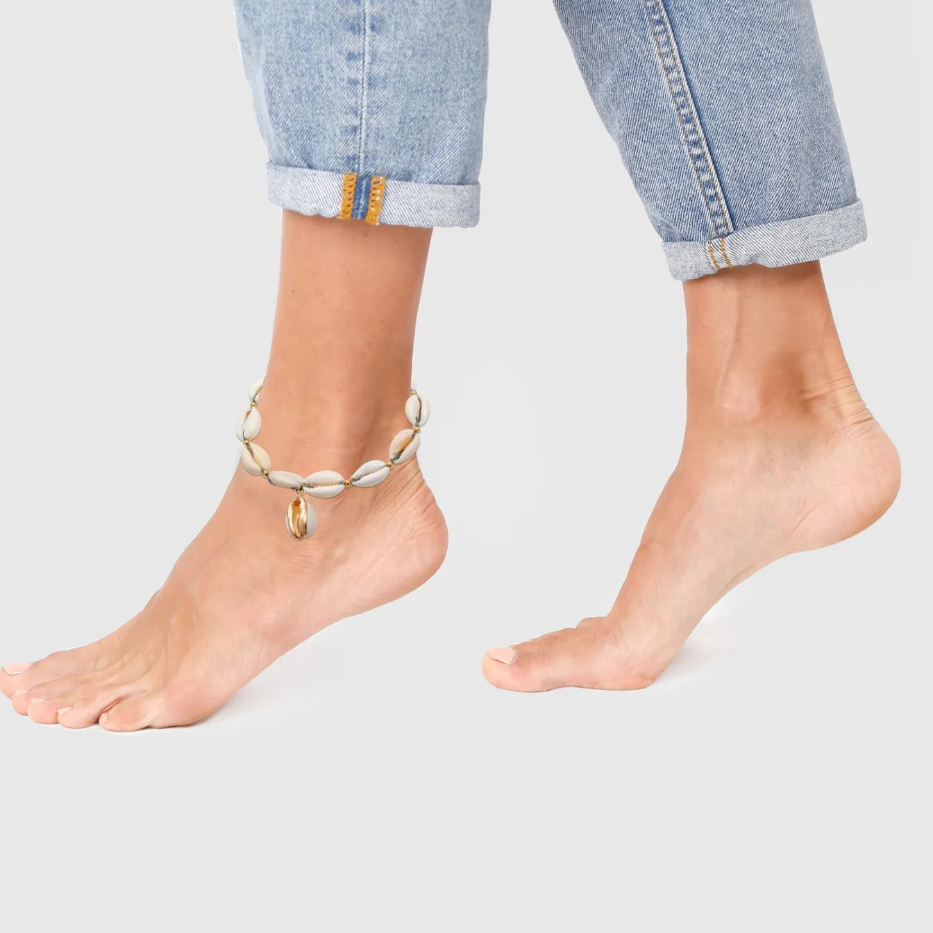 Elli "Glieder-Fußkettchen Muschel< Fußschmuck|Vergoldet