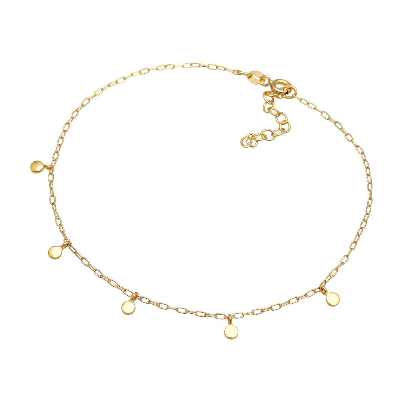 Elli "Glieder-Fußkettchen Plättchen< Fußschmuck|Vergoldet