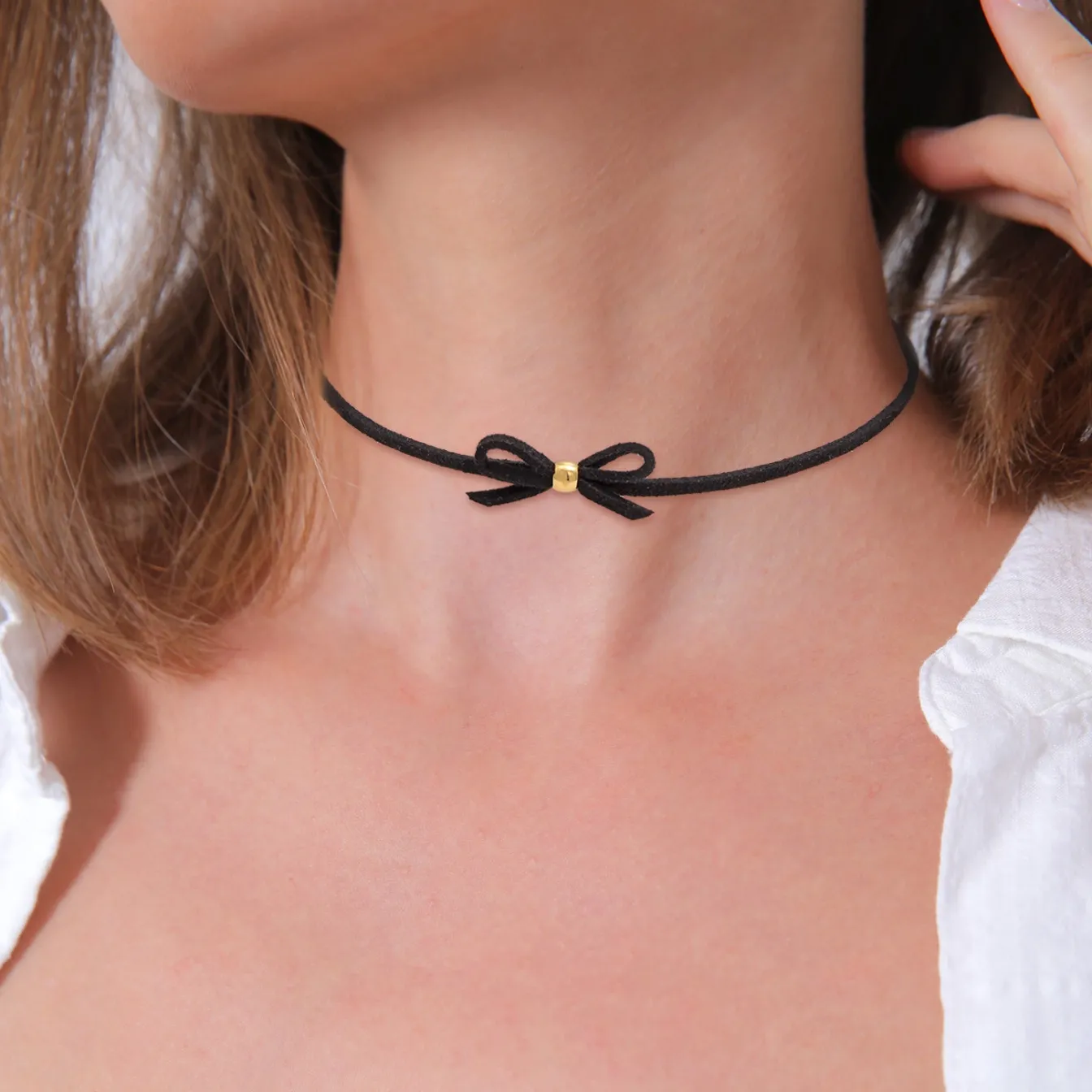 Elli "Glieder-Halskette Schleife | Kunstleder< Symbol-schmuck|Halsketten