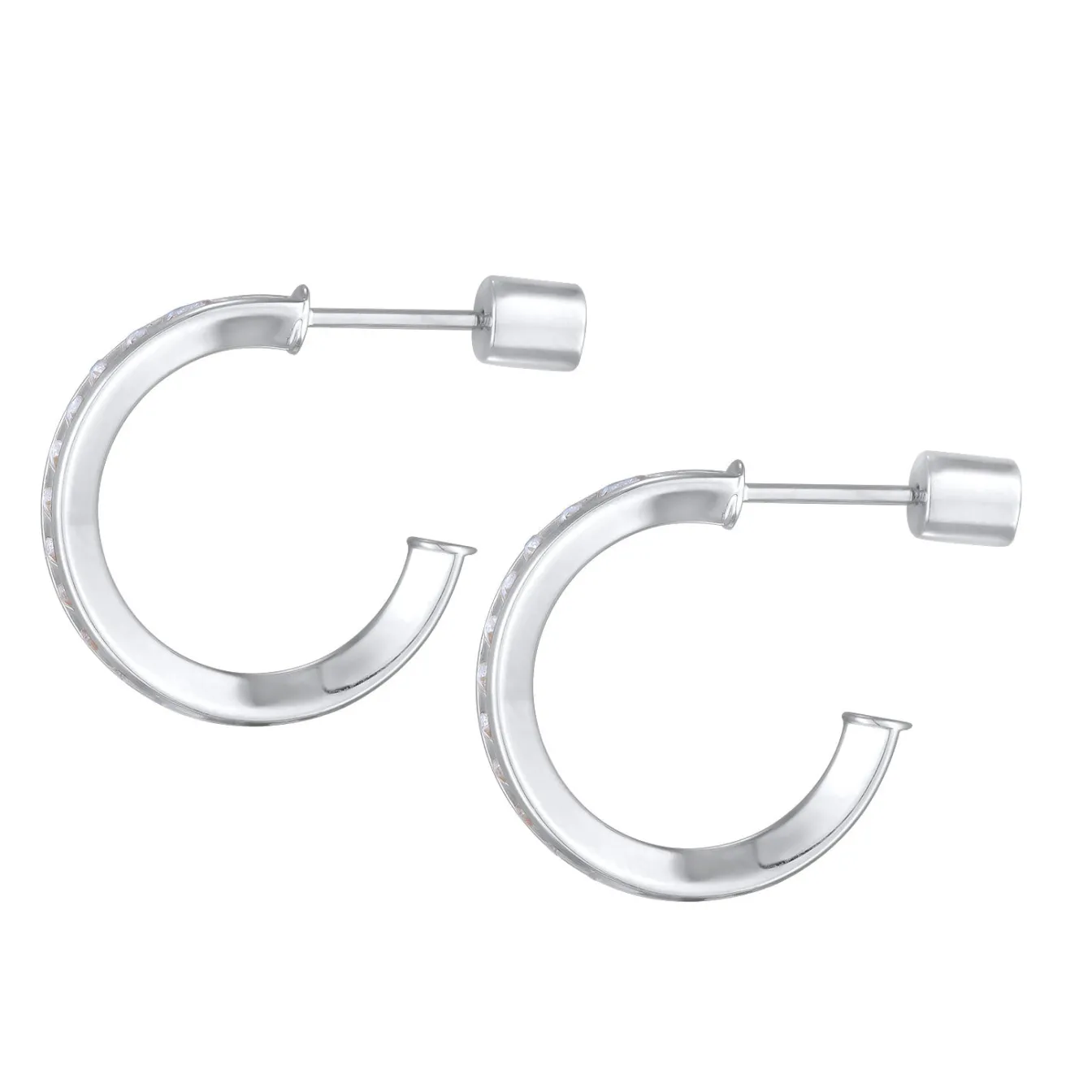 Elli "Halbcreolen Stecker | Zirkonia (Weiß)< Vergoldet|Ohrringe