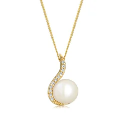 Elli "Halskette | Süßwasserperle, Diamant (, 0,055 ct)< Perlen|Halsketten