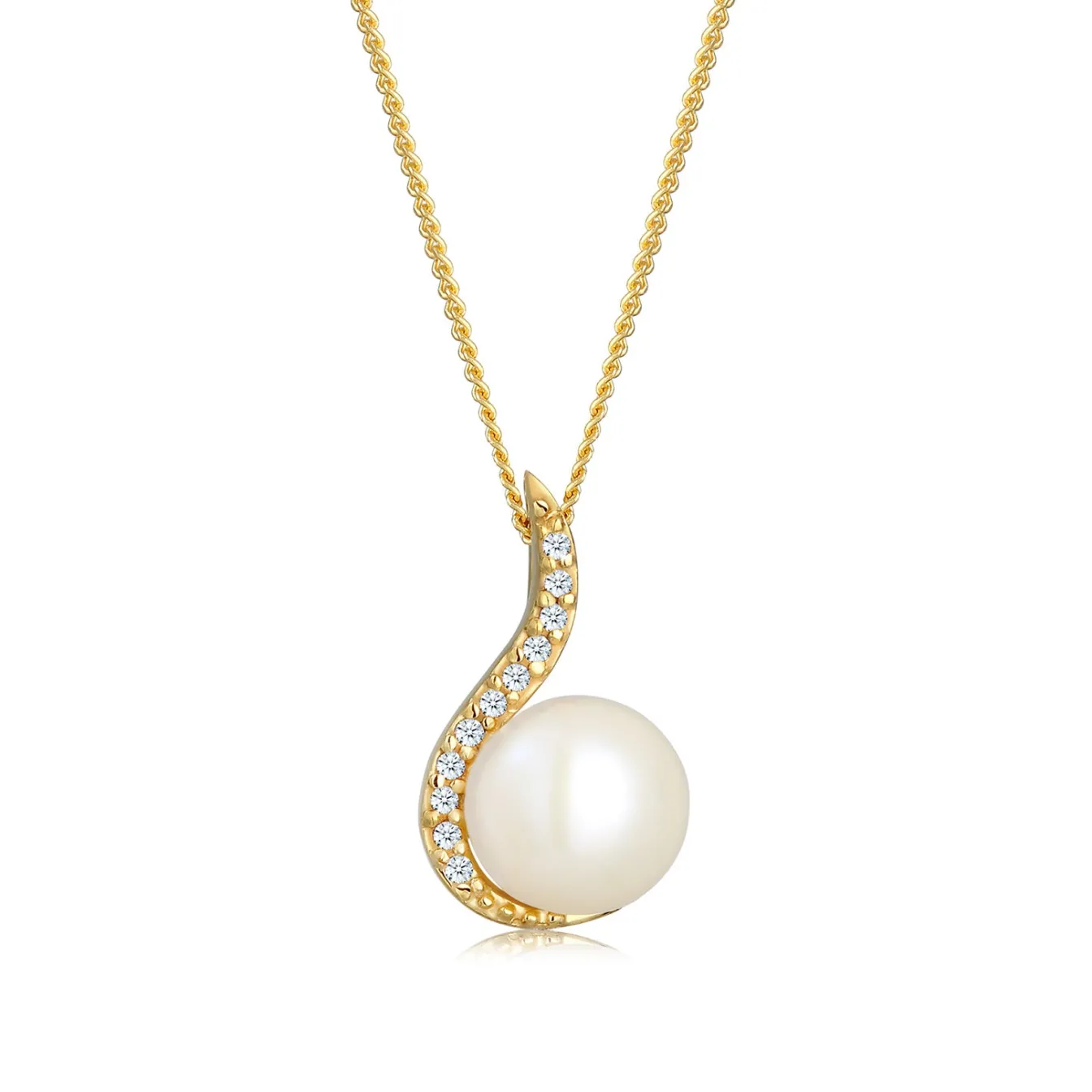 Elli "Halskette | Süßwasserperle, Diamant (, 0,055 ct)< Perlen|Halsketten