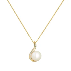 Elli "Halskette | Süßwasserperle, Diamant (, 0,055 ct)< Perlen|Halsketten