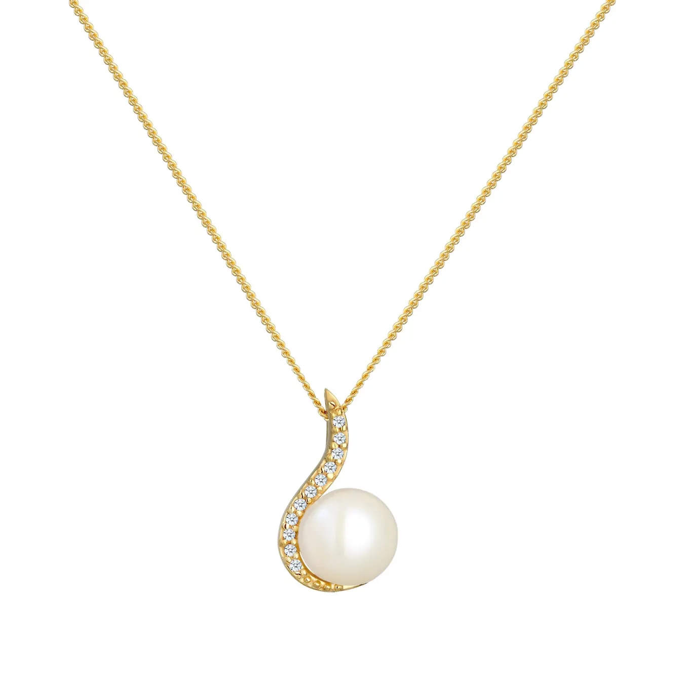 Elli "Halskette | Süßwasserperle, Diamant (, 0,055 ct)< Perlen|Halsketten