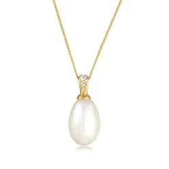 Elli "Halskette | Süßwasserperle, Diamant (, 0,05 ct)< Perlen|Halsketten