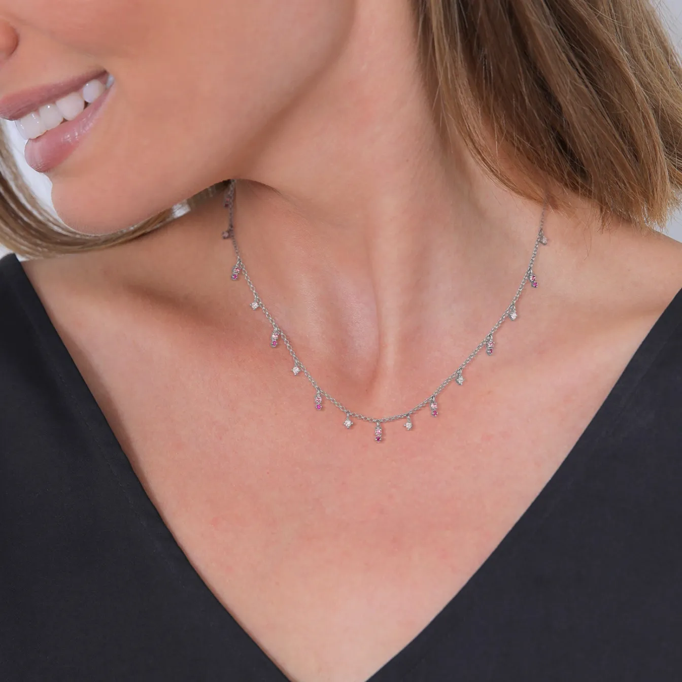 Elli "Halskette Anhänger | Kristalle (Rosa)< Halsketten|Silber