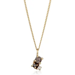 Elli "Halskette Anhänger | Quartz & Topas & Diamant (Schwarz, 0.006 ct)< Halsketten|Echtgold
