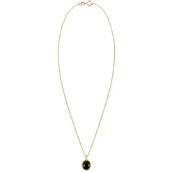 Elli "Halskette Anhänger Oval | Onyx (Schwarz)< Halsketten|Vergoldet