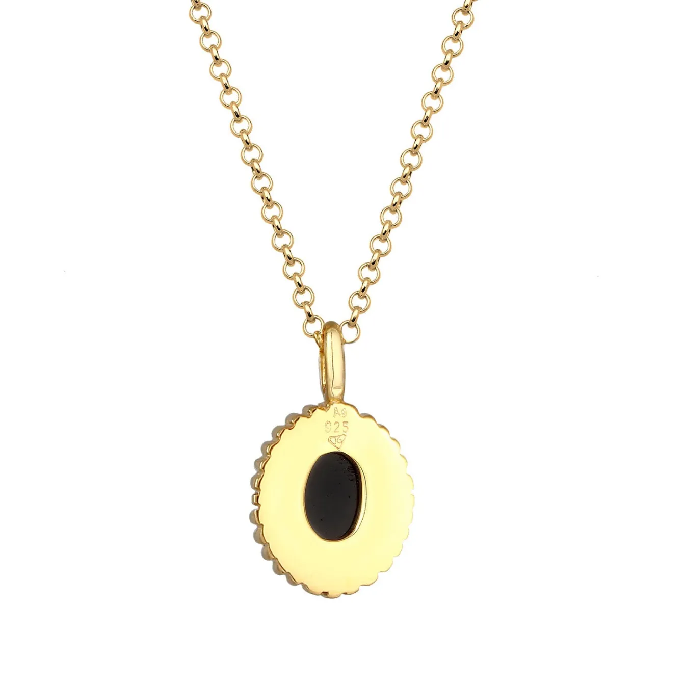 Elli "Halskette Anhänger Oval | Onyx (Schwarz)< Halsketten|Vergoldet