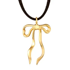 Elli "Halskette Anhänger Schleife | Synth. Leder< Symbol-schmuck|Halsketten