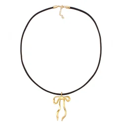 Elli "Halskette Anhänger Schleife | Synth. Leder< Symbol-schmuck|Halsketten