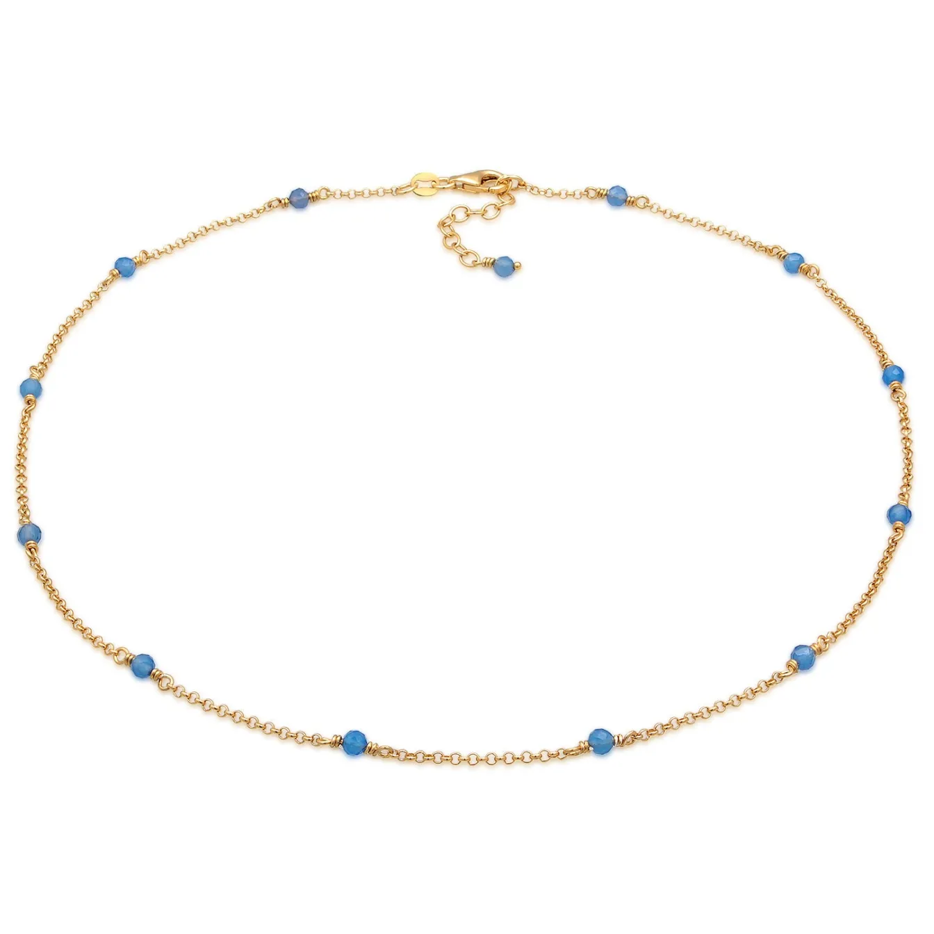 Elli "Halskette Beads | Achat (Blau)< Halsketten|Vergoldet