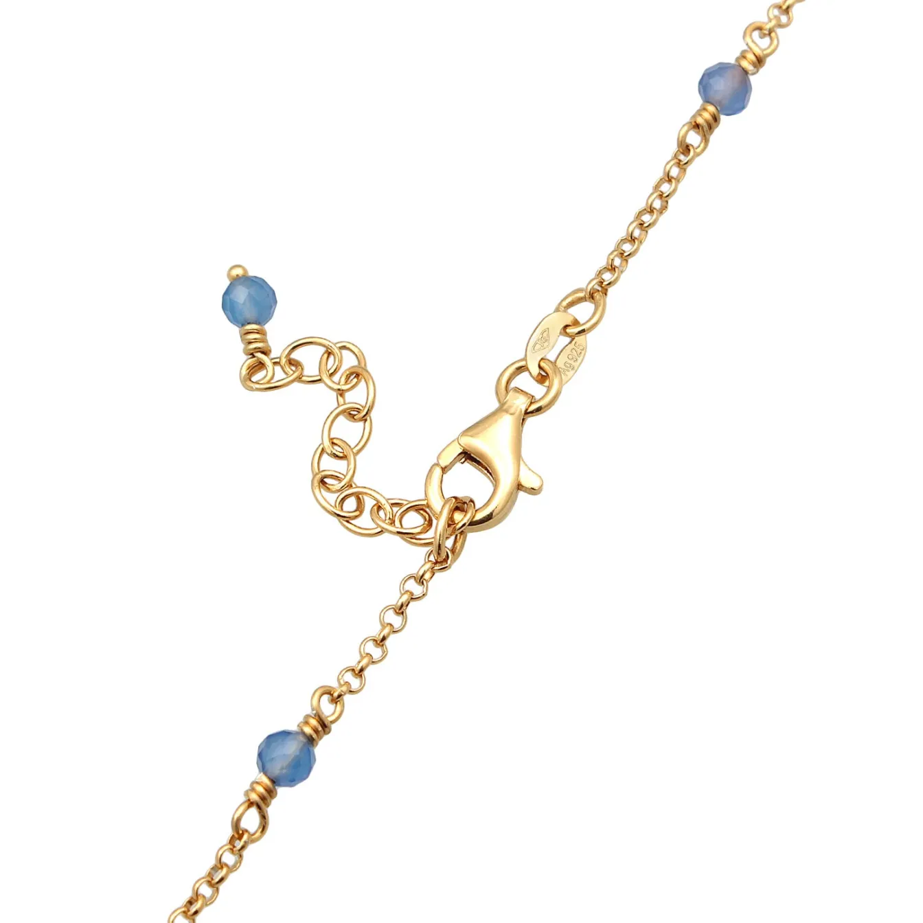 Elli "Halskette Beads | Achat (Blau)< Halsketten|Vergoldet