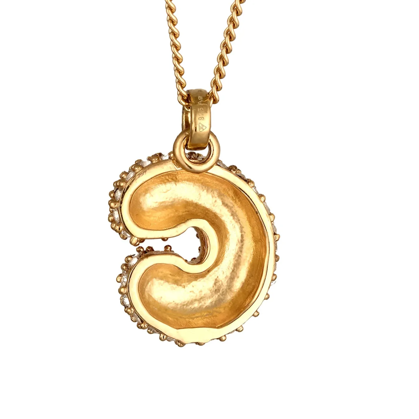 Elli "Halskette Bubble Buchstabe C | Glas Kristalle (Weiß)< Vergoldet|Personalisierter Schmuck