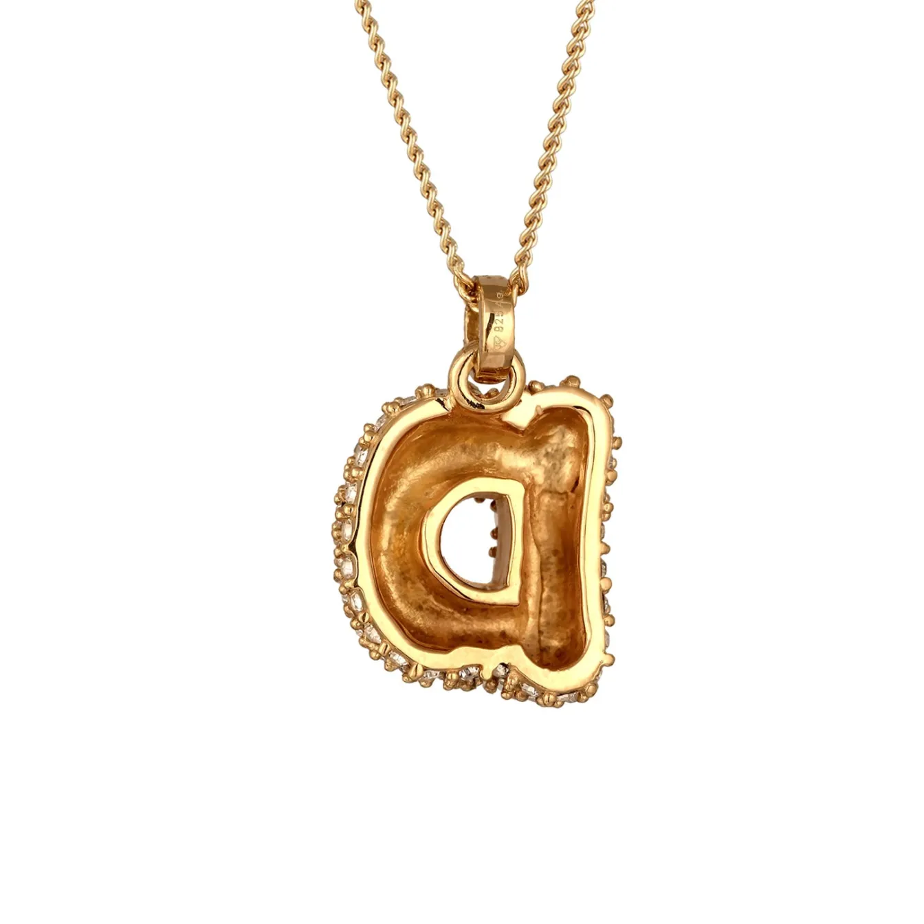 Elli "Halskette Bubble Buchstabe D | Kristalle (Weiß)< Vergoldet|Personalisierter Schmuck