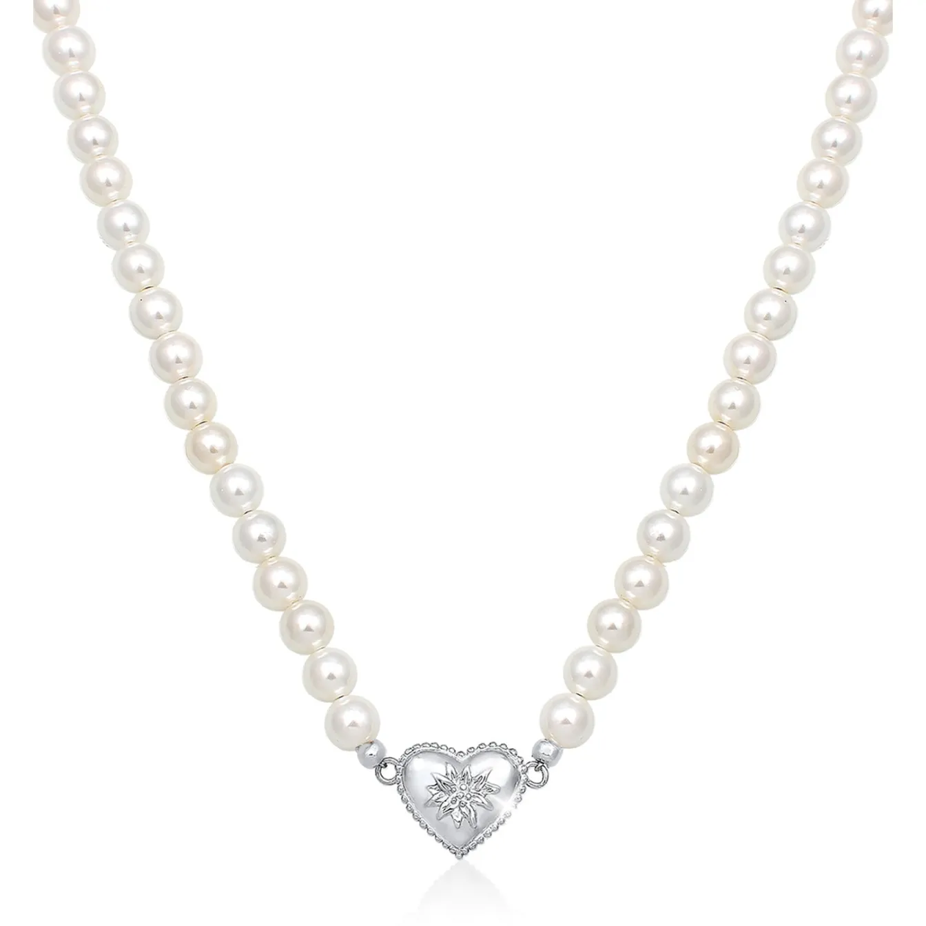 Elli "Halskette Edelweiss | Perle< Symbol-schmuck|Herz-schmuck