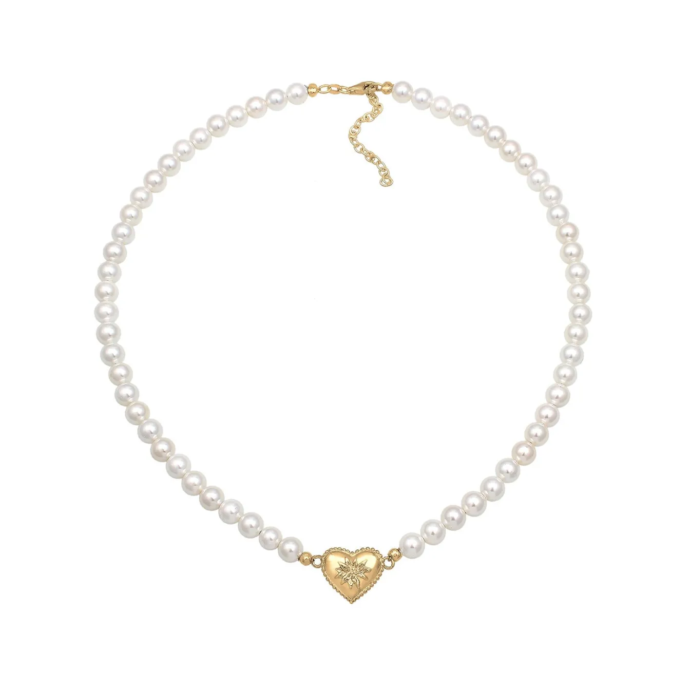 Elli "Halskette Edelweiss | Perle< Symbol-schmuck|Herz-schmuck