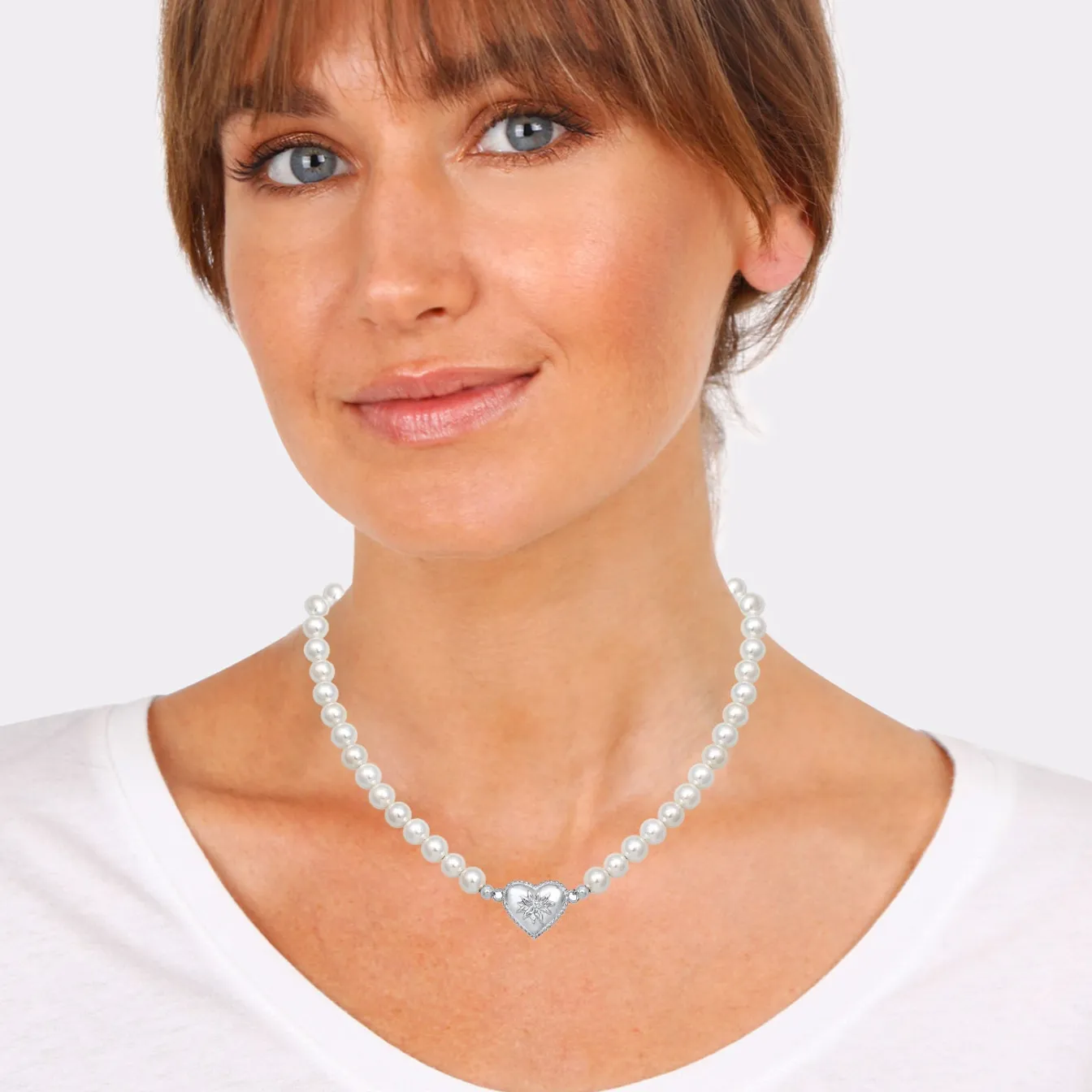 Elli "Halskette Edelweiss | Perle< Symbol-schmuck|Herz-schmuck