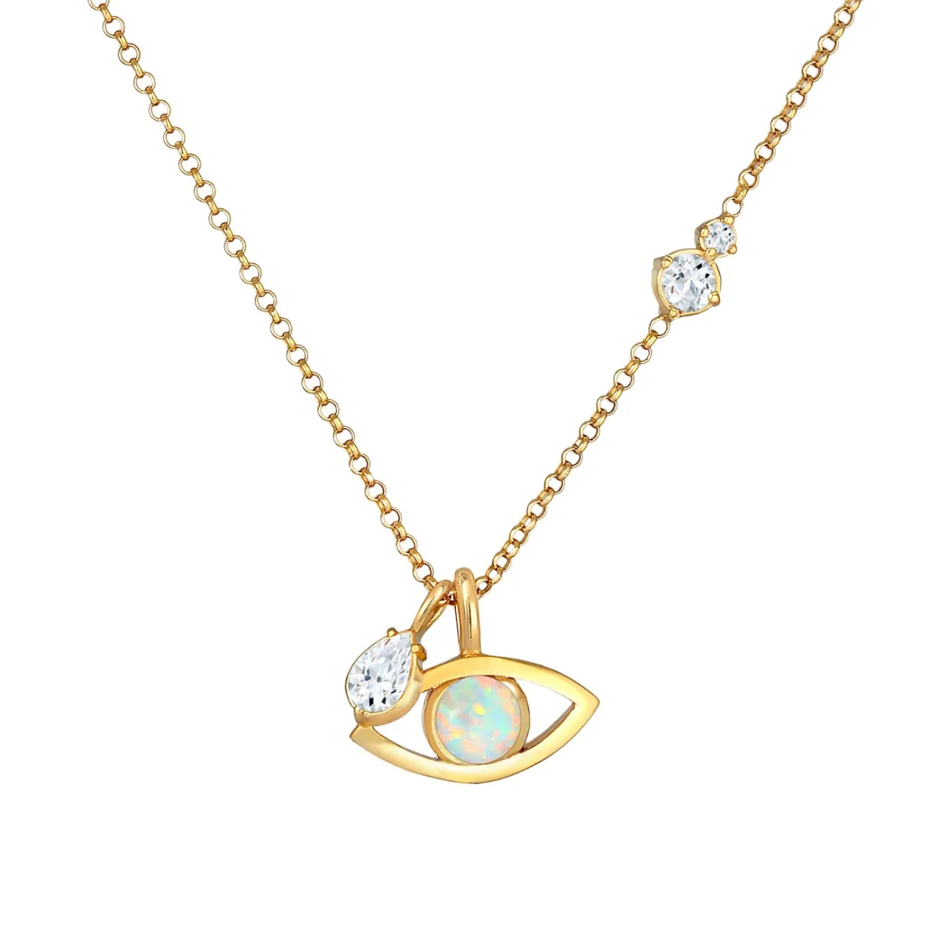 Elli "Halskette Evil Eye | Opal (Weiß)< Symbol-schmuck|Halsketten