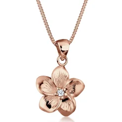 Elli "Halskette Frangipani Blüte | Diamant (Weiß, 0,03 ct)< Roségold|Symbol-schmuck