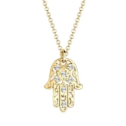 Elli "Halskette Hamsa Hand | Kristall (Weiß)< Symbol-schmuck|Halsketten