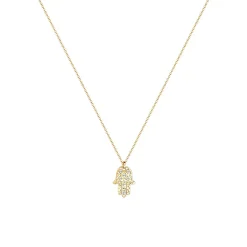 Elli "Halskette Hamsa Hand | Kristall (Weiß)< Symbol-schmuck|Halsketten