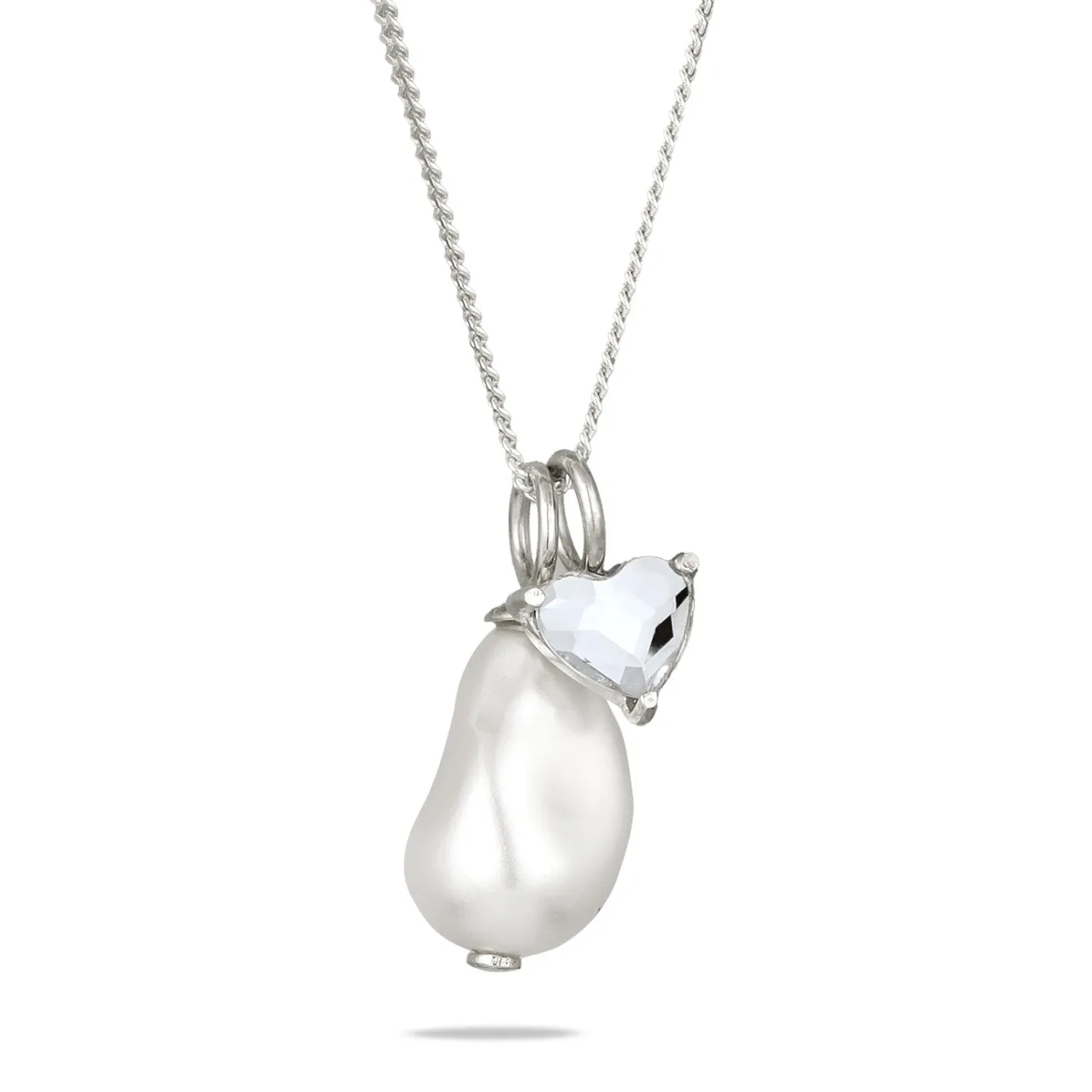 Elli "Halskette Herz | Barockperle & Kristalle (Weiß)< Symbol-schmuck|Herz-schmuck