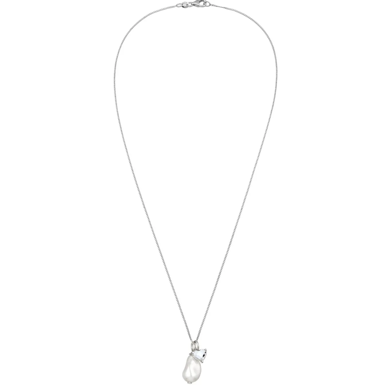 Elli "Halskette Herz | Barockperle & Kristalle (Weiß)< Symbol-schmuck|Herz-schmuck