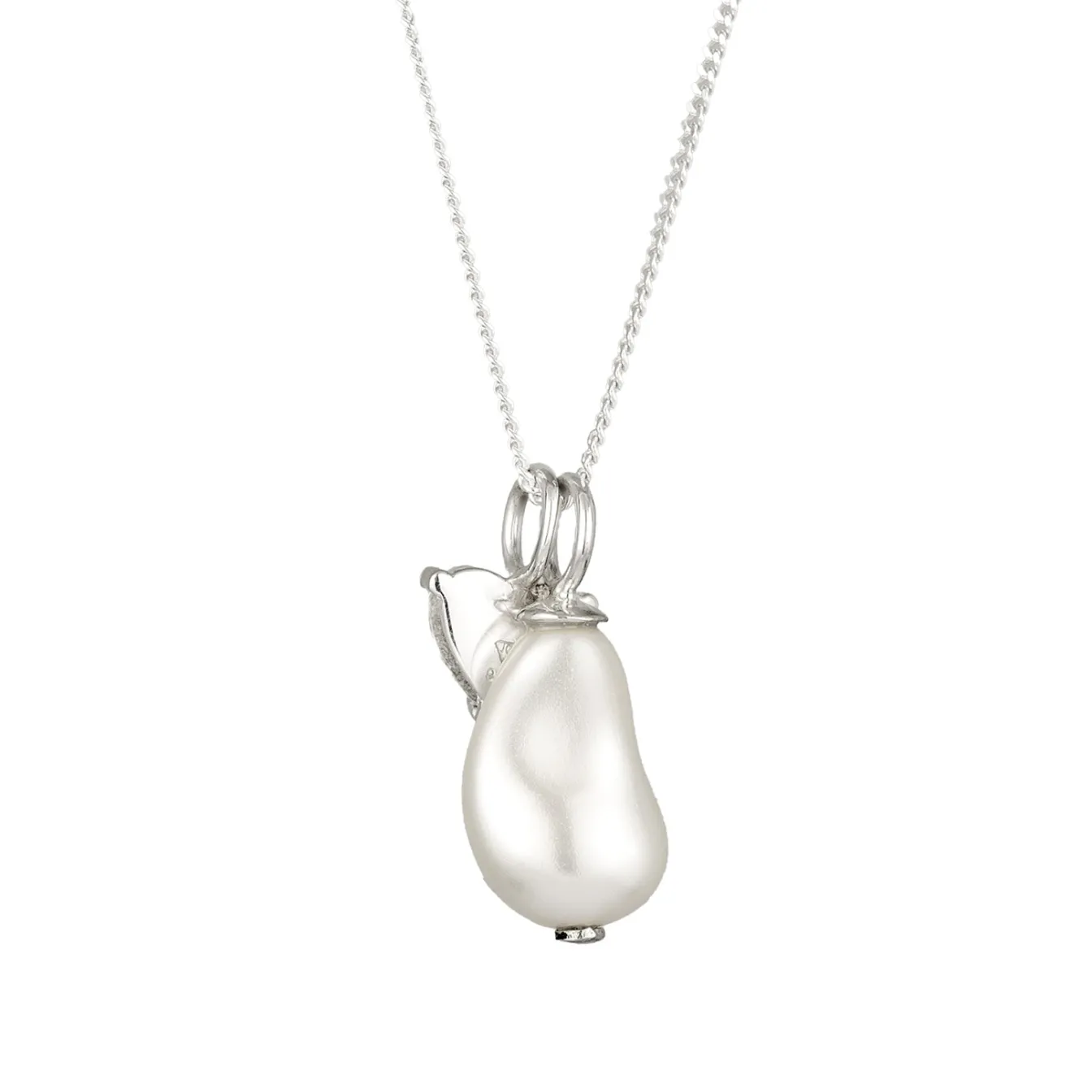 Elli "Halskette Herz | Barockperle & Kristalle (Weiß)< Symbol-schmuck|Herz-schmuck