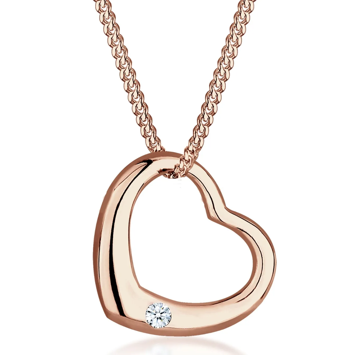 Elli "Halskette Herz | Diamant (Weiß, 0.03 ct)< Roségold|Symbol-schmuck