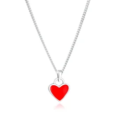 Elli "Halskette Herz | Emaille (Rot)<Kinder Symbol-schmuck|Herz-schmuck