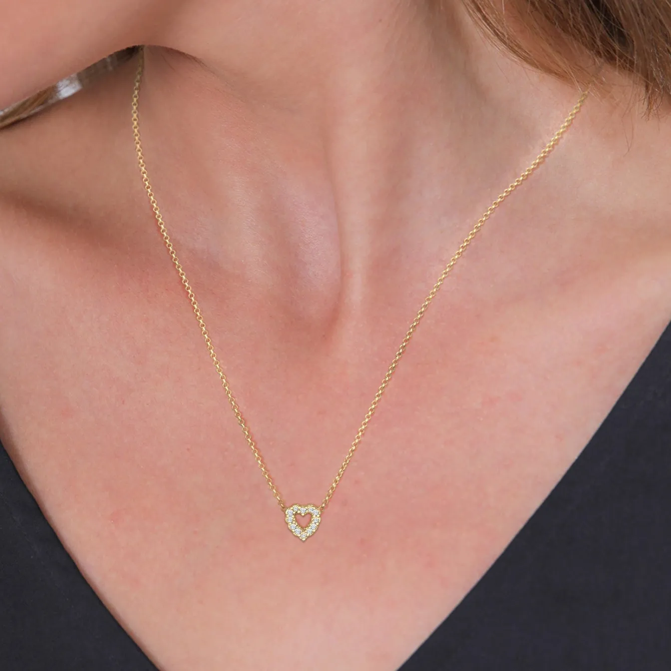 Elli "Halskette Herz | Laborgezüchteter Diamant (Weiß, 0.018 ct.)< Vergoldet|Symbol-schmuck
