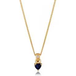 Elli "Halskette Herz | Laborgezüchteter Diamant (Weiß, 0.004 ct.) & Saphir (< Vergoldet|Symbol-schmuck