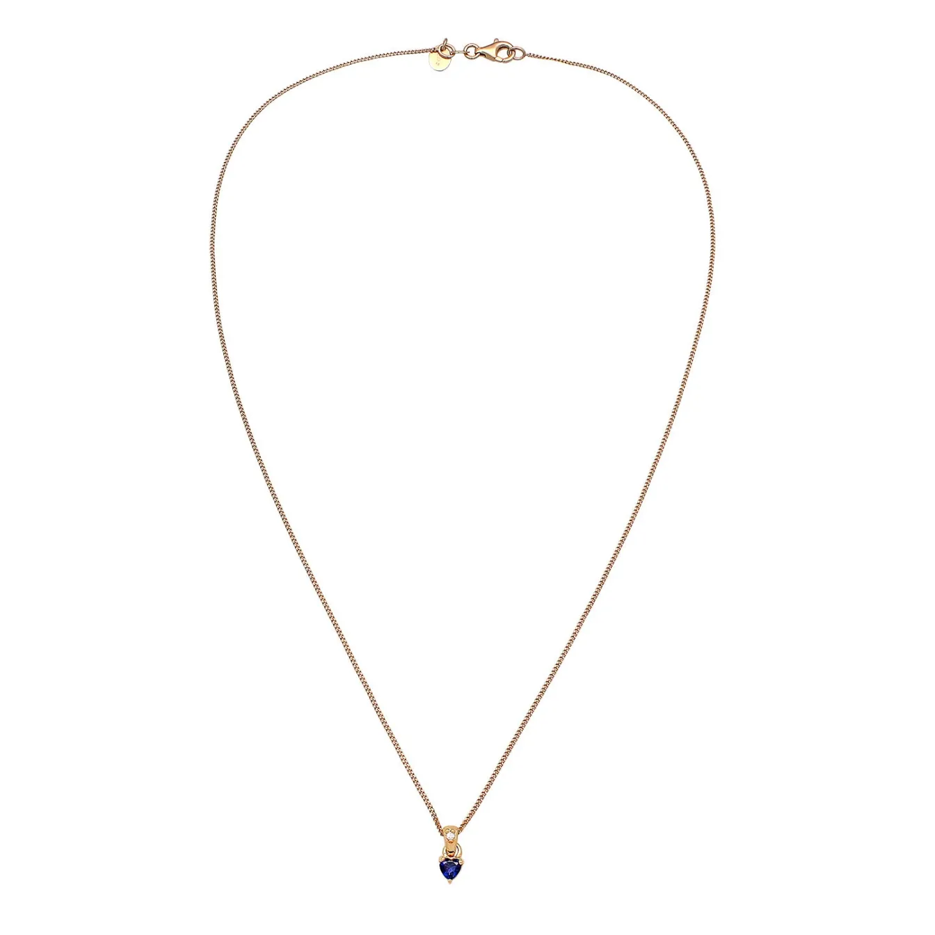 Elli "Halskette Herz | Laborgezüchteter Diamant (Weiß, 0.004 ct.) & Saphir (< Vergoldet|Symbol-schmuck