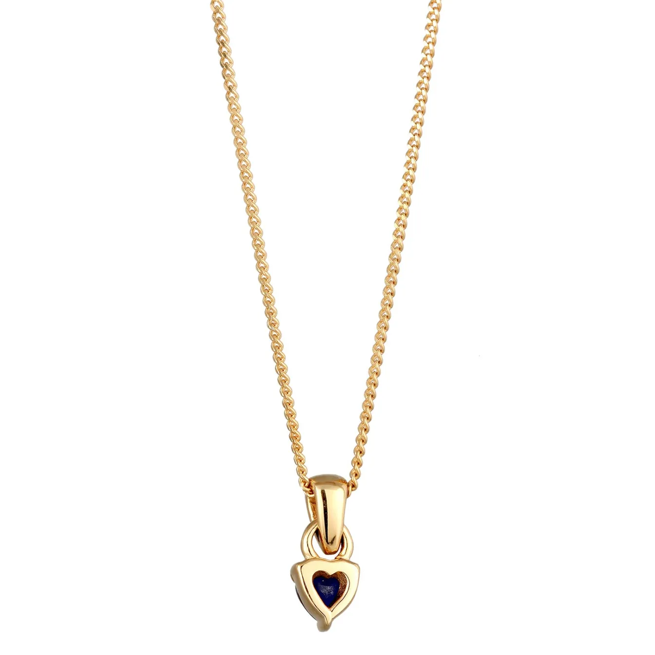 Elli "Halskette Herz | Laborgezüchteter Diamant (Weiß, 0.004 ct.) & Saphir (< Vergoldet|Symbol-schmuck
