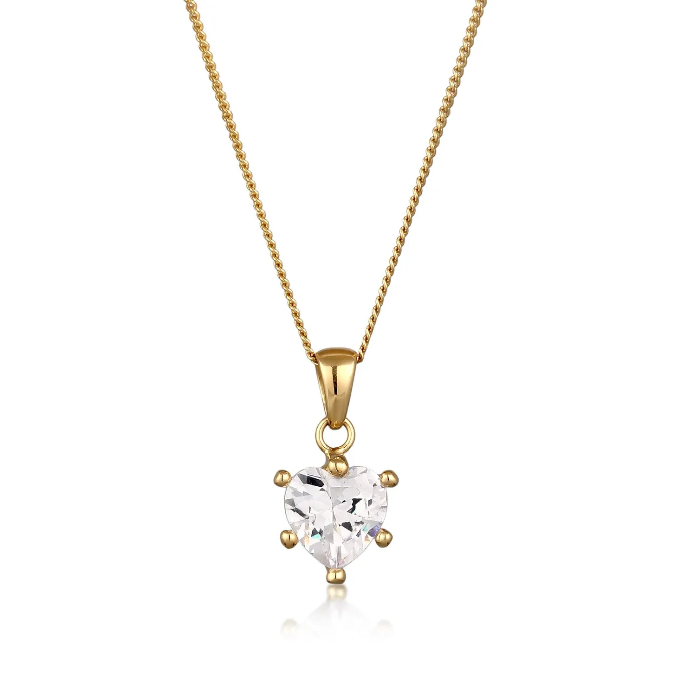 Elli "Halskette Herz | Zirkonia (Weiß)< Vergoldet|Symbol-schmuck