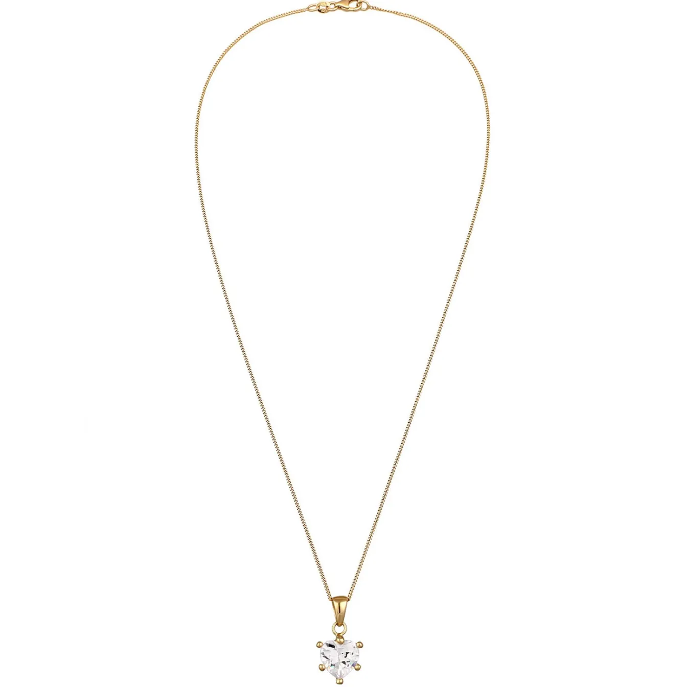 Elli "Halskette Herz | Zirkonia (Weiß)< Vergoldet|Symbol-schmuck