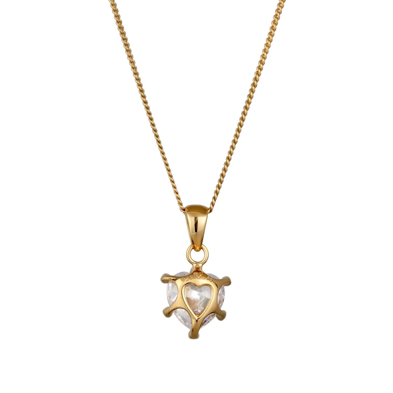 Elli "Halskette Herz | Zirkonia (Weiß)< Vergoldet|Symbol-schmuck