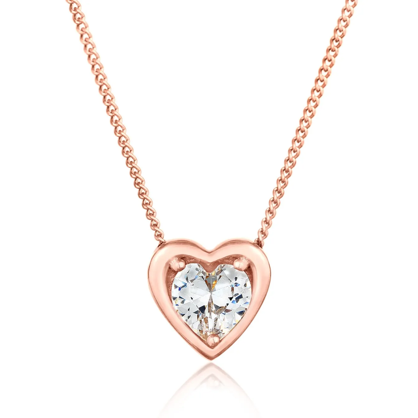 Elli "Halskette Herz | Zirkonia (Weiß)< Roségold|Symbol-schmuck