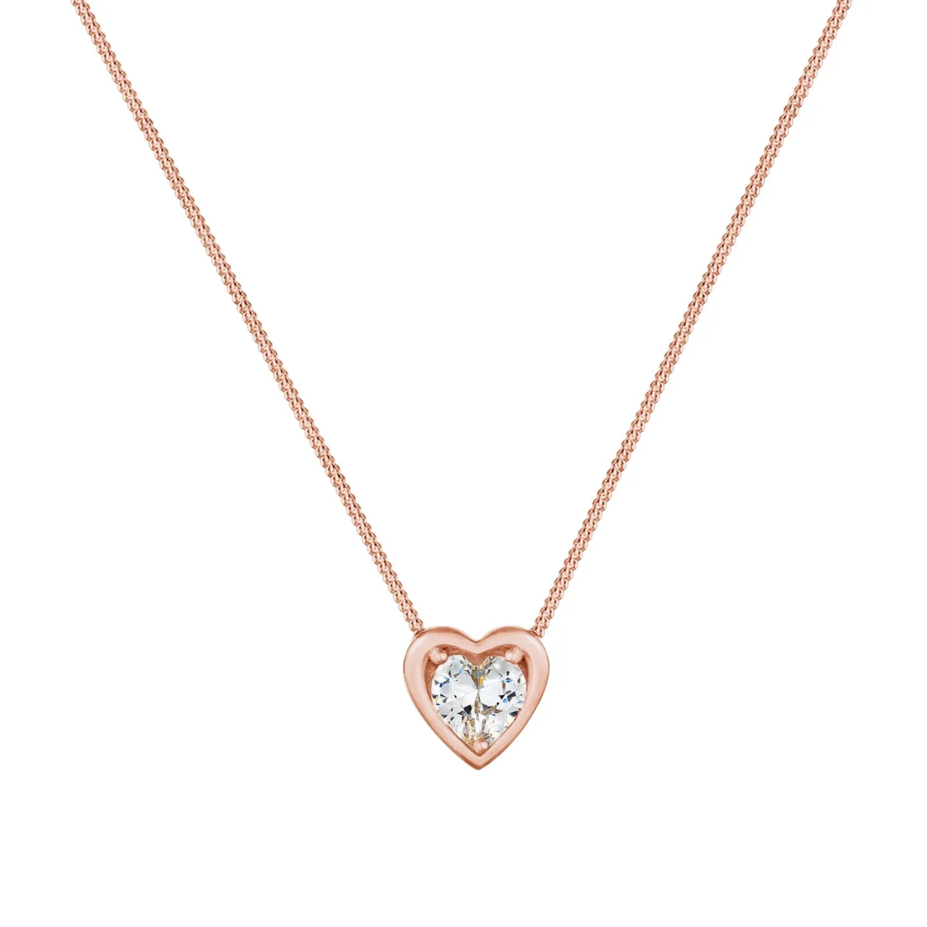 Elli "Halskette Herz | Zirkonia (Weiß)< Roségold|Symbol-schmuck