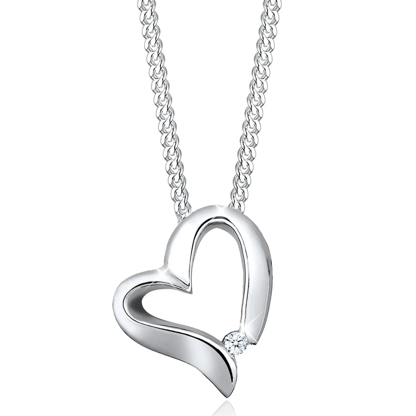 Elli "Halskette Herz Anhänger | Diamant (Weiß, 0.015 ct)< Symbol-schmuck|Herz-schmuck