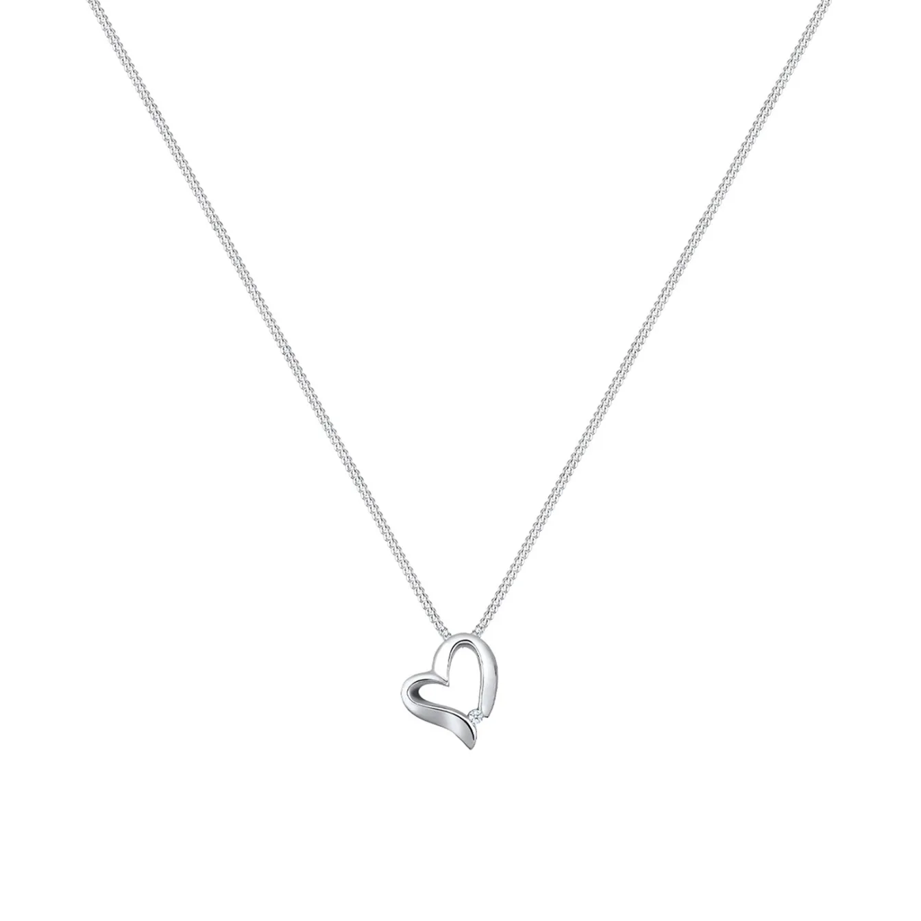 Elli "Halskette Herz Anhänger | Diamant (Weiß, 0.015 ct)< Symbol-schmuck|Herz-schmuck