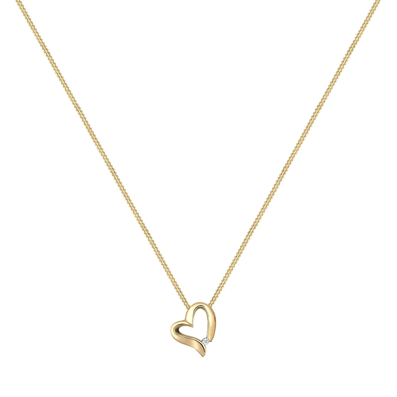 Elli "Halskette Herz Anhänger | Diamant (Weiß, 0.015 ct)< Symbol-schmuck|Herz-schmuck