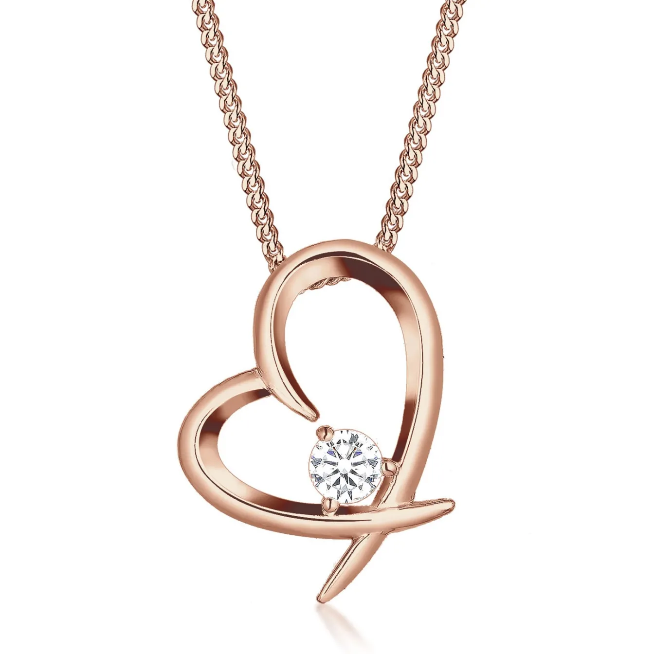 Elli "Halskette Herz Anhänger | Zirkonia (Weiß)< Roségold|Herz-schmuck