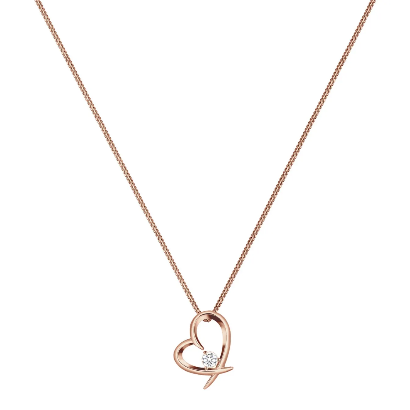 Elli "Halskette Herz Anhänger | Zirkonia (Weiß)< Roségold|Herz-schmuck