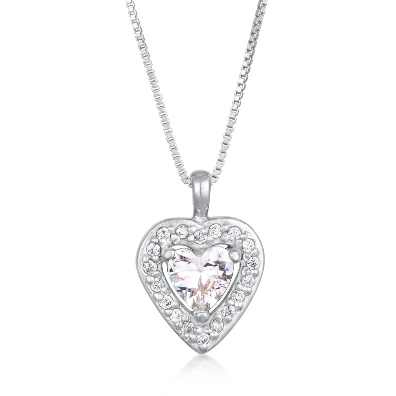 Elli "Halskette Herz Anhänger | Zirkonia (Weiß)< Vergoldet|Symbol-schmuck