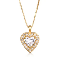 Elli "Halskette Herz Anhänger | Zirkonia (Weiß)< Vergoldet|Symbol-schmuck